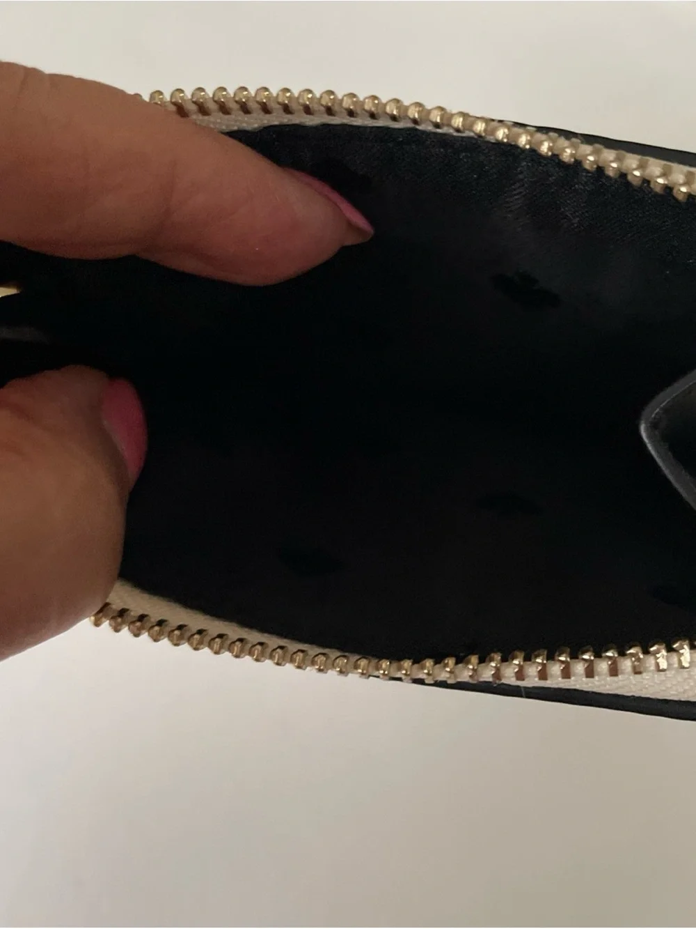 kate spade Cream Pebbled Wristlet with Snake-Print Trim